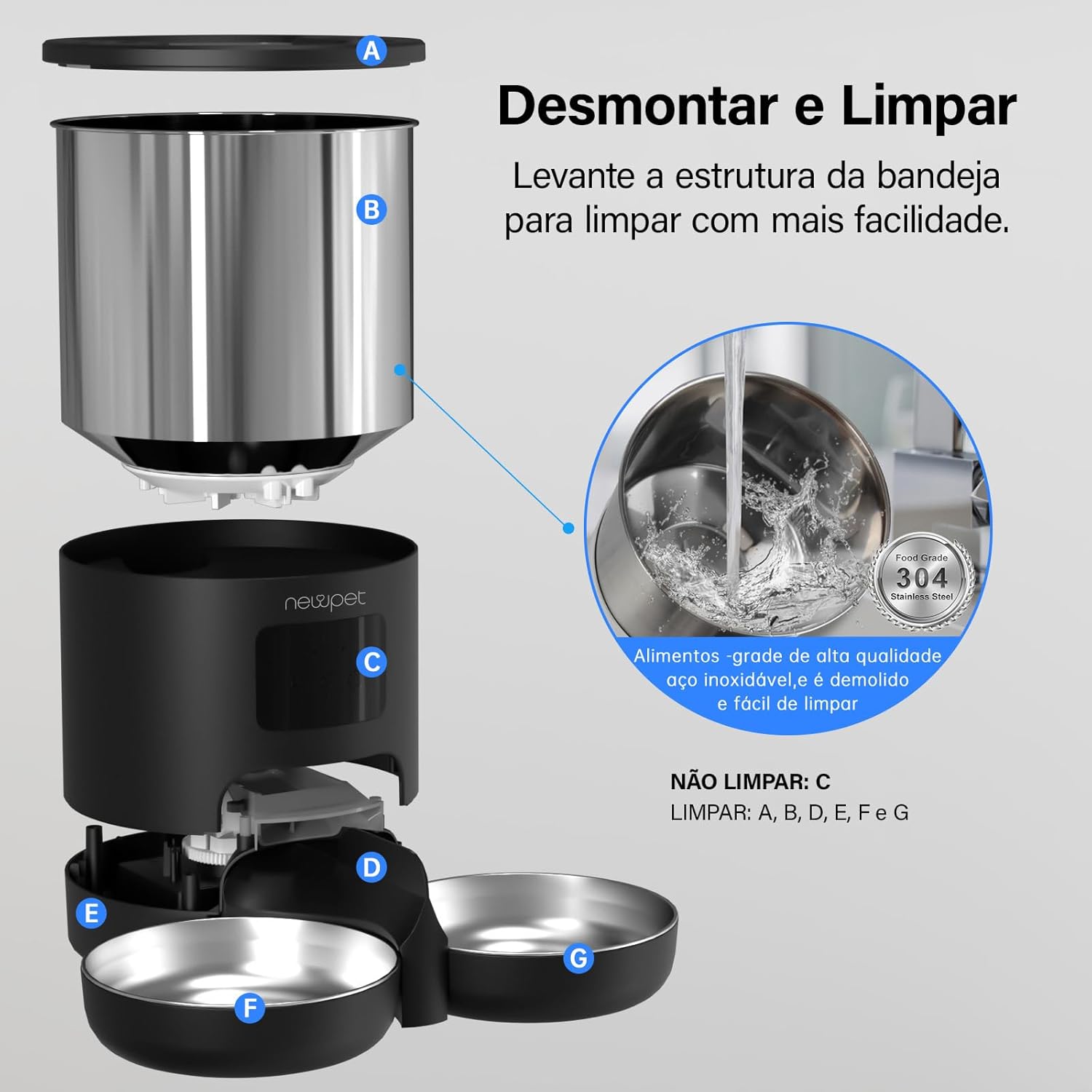 Alimentador Automático para 2 Gatos, 5L Alimentador temporizado para animais de estimação,2.4G WiFi Tuya APP