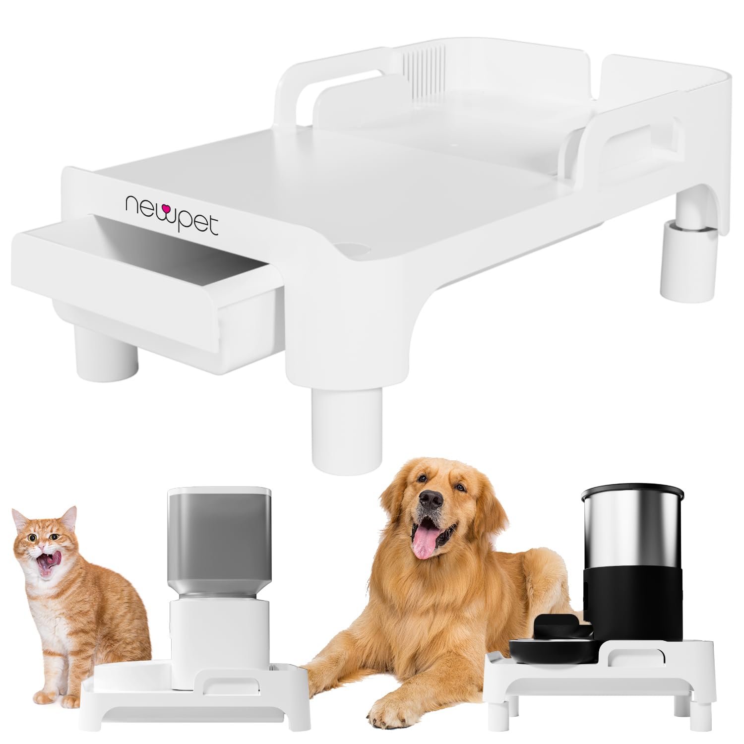 Suporte Ajustável para Comedouro de Gatos, Suporte Elevado para Comedouros Automáticos 4,5 cm, Antiderrapante, Ajustável