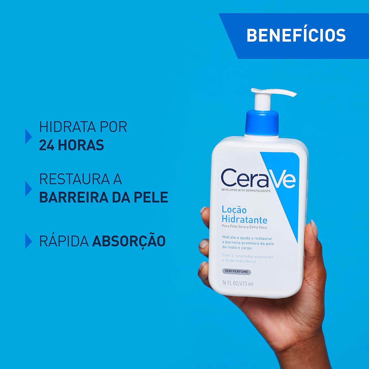CeraVe Loção Hidratante Corporal com Ácido Hialurônico 473ml