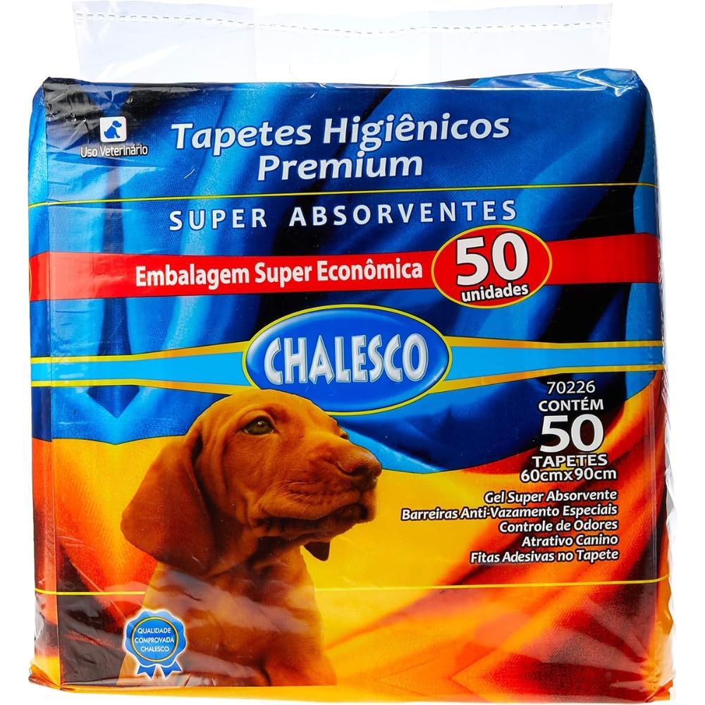Chalesco Tapete Higiênico Premium para Cães 90 x 60 cm – 50 Unidades