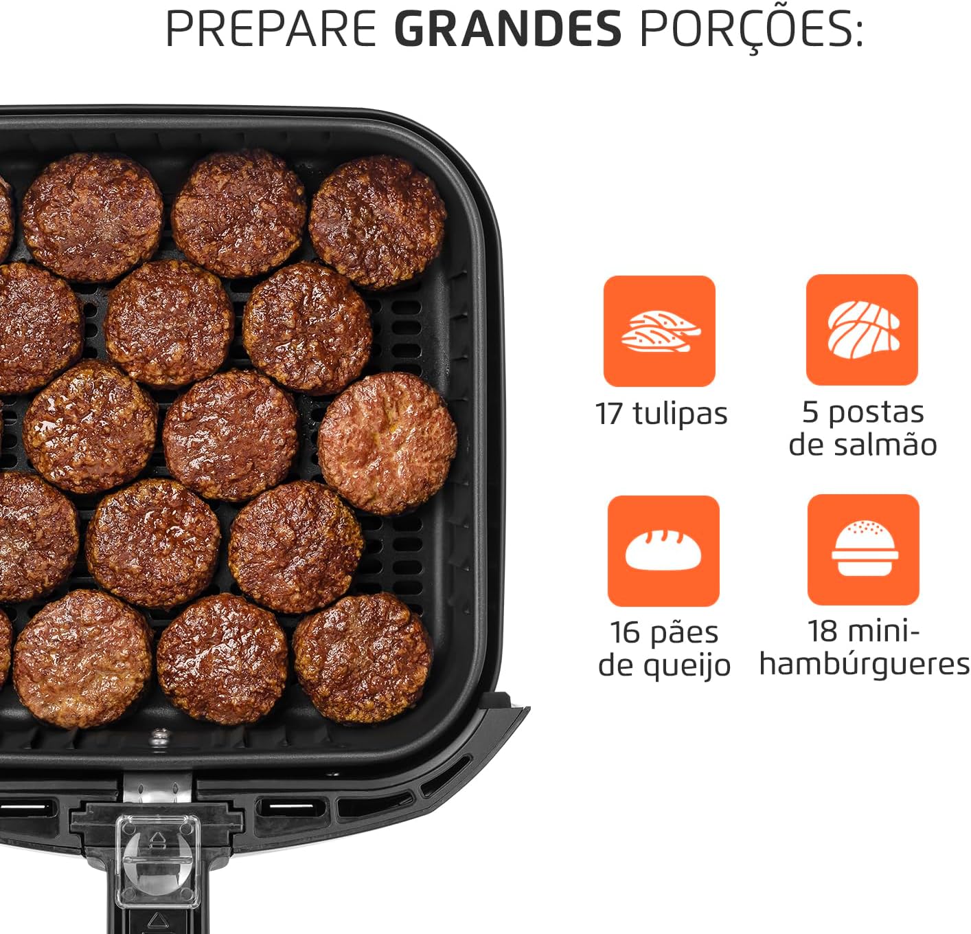 MONDIAL Fritadeira Sem Óleo Grand Family Inox - 5L, 220V, Preto, 1900W - AFN-50-BI