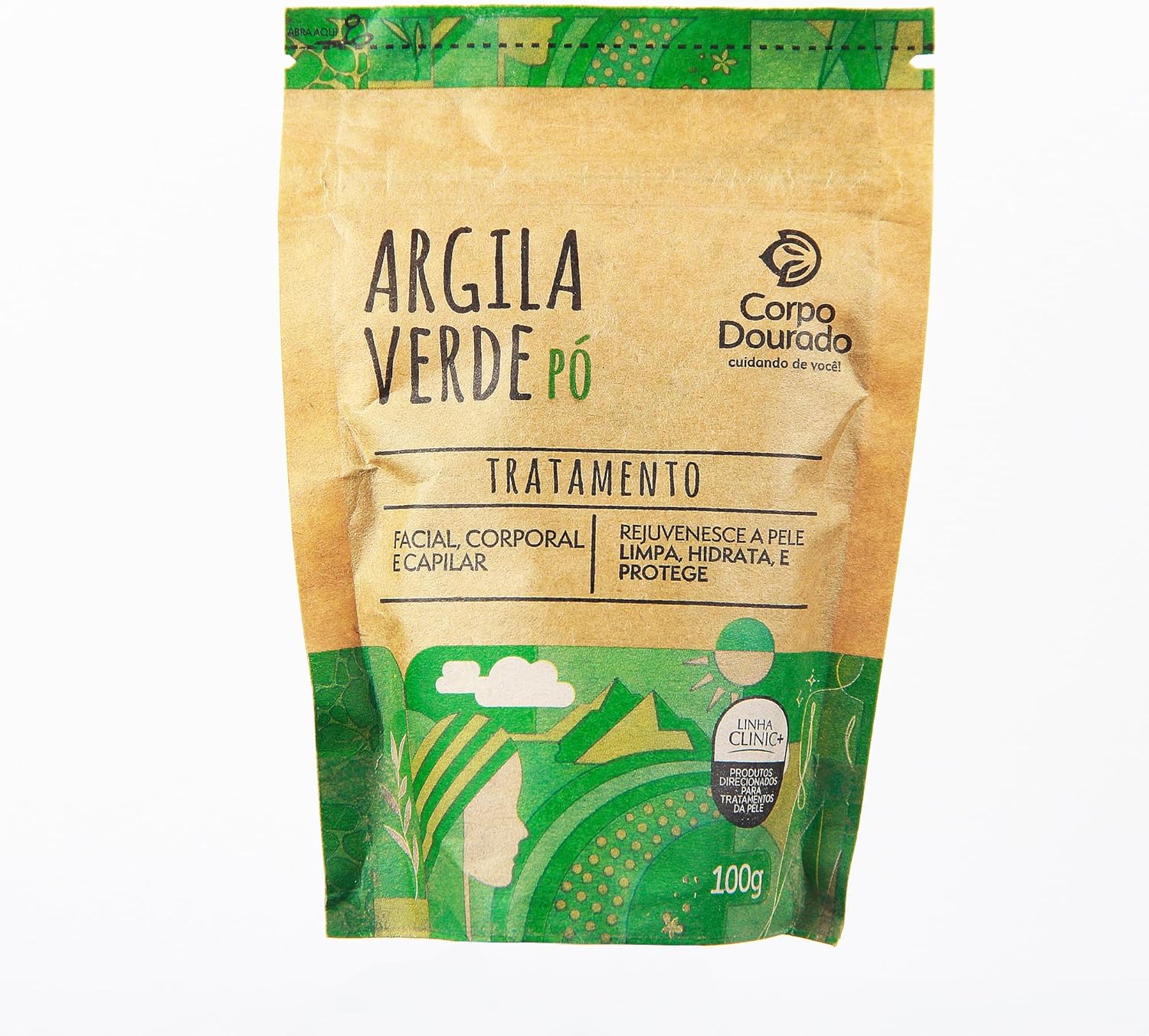 Corpo Dourado Argila Verde em Pó | Purificação e controle de oleosidade | 100g