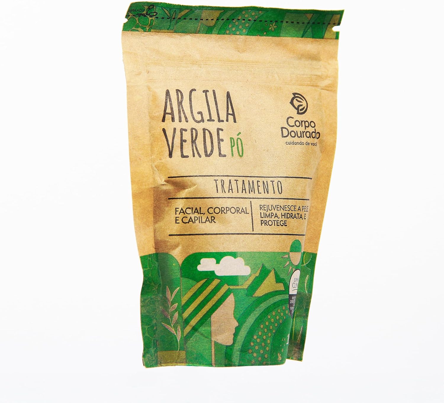 Corpo Dourado Argila Verde em Pó | Purificação e controle de oleosidade | 100g