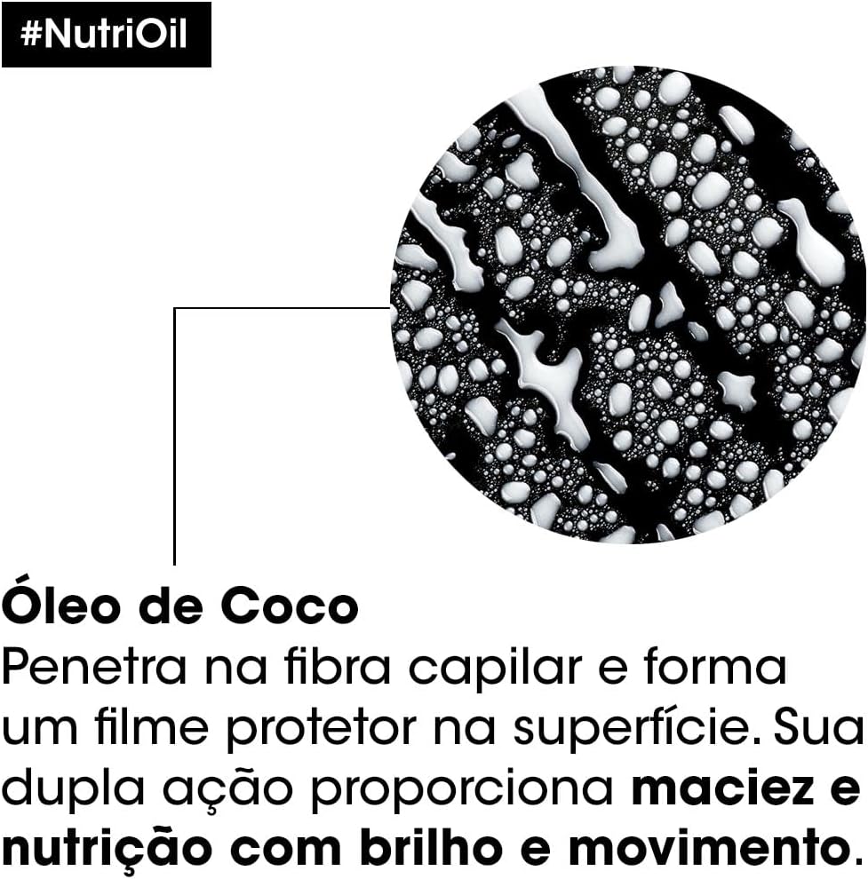 L'Oréal Professionnel NutriOil Shampoo de Nutrição Intensa com Óleo de Coco – Para Cabelos Secos, Limpeza Suave e Maciez, 300 ml