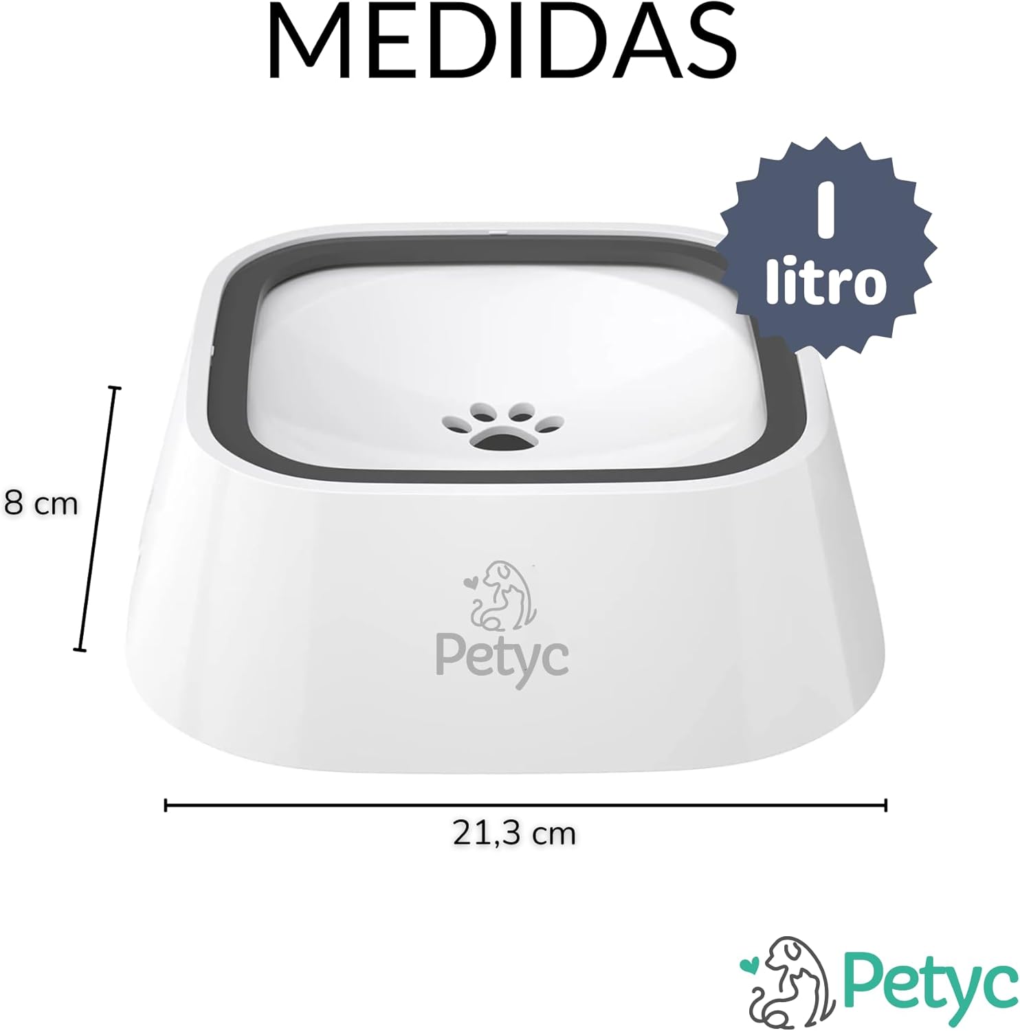 Bebedouro Automático Pelo Seco 1L PETYC Sistema Anti-Respingo