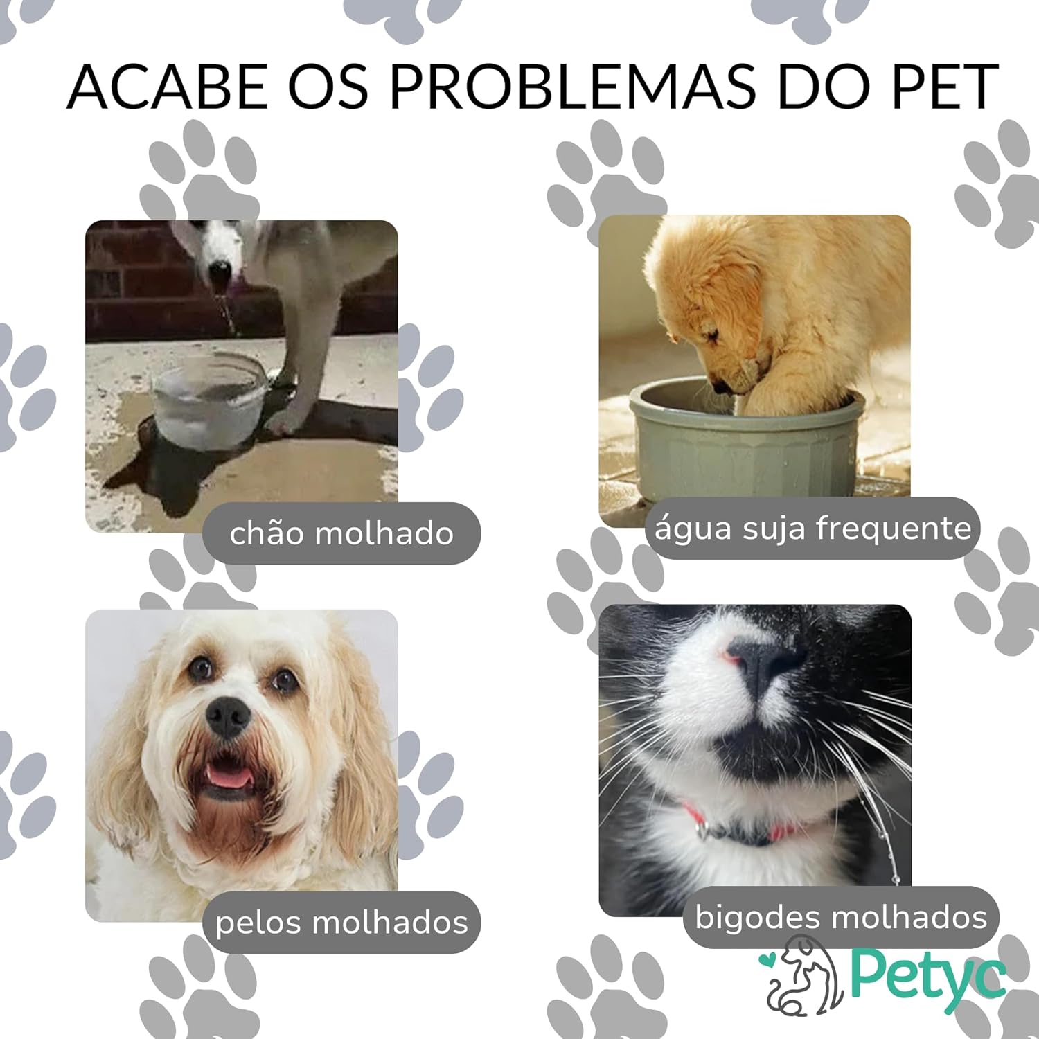 Bebedouro Automático Pelo Seco 1L PETYC Sistema Anti-Respingo