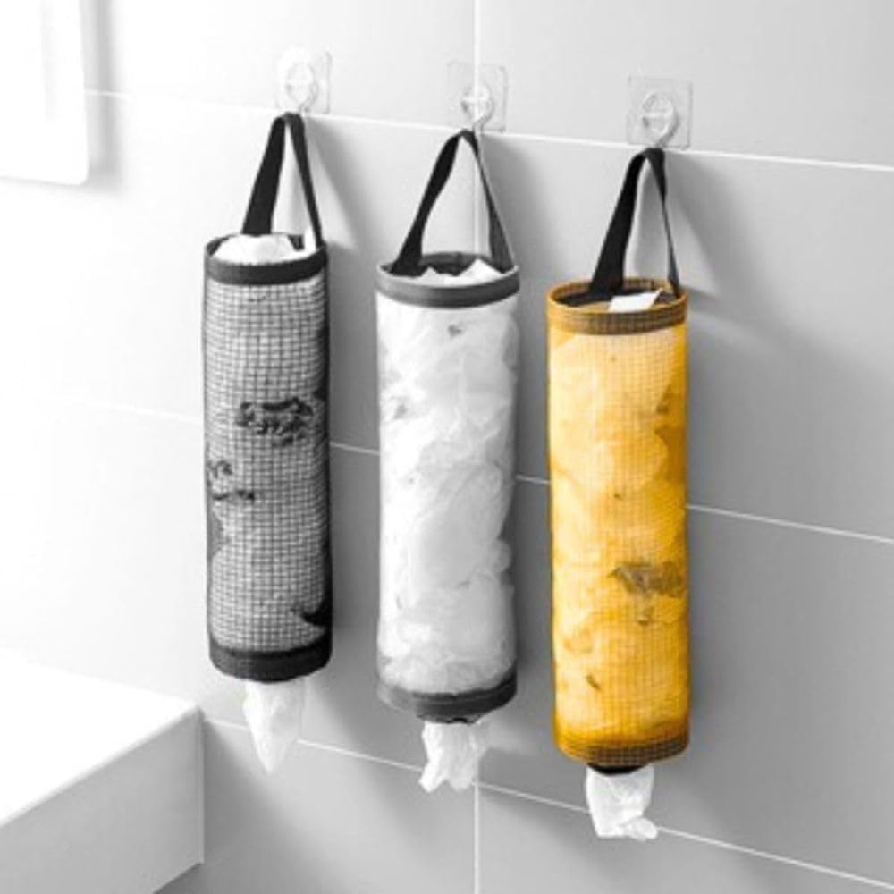 Puxa Saco Organizador Porta Sacolas Plásticas de Cozinha Acessório Prático e Sustentável para Armazenamento Eficiente (Preto)