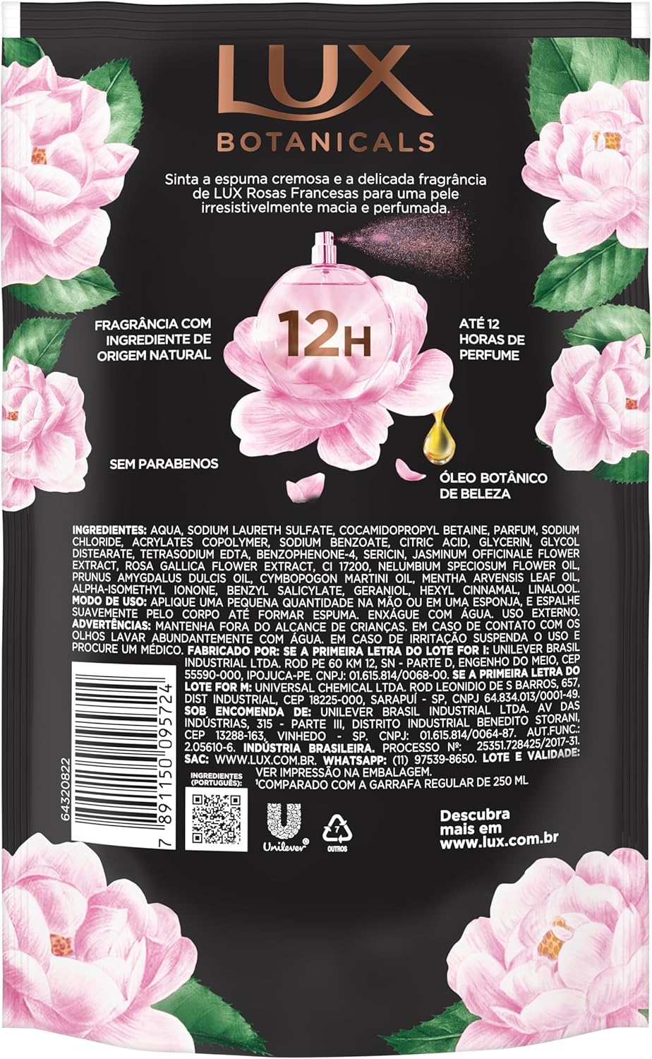 Lux Sabonete Líquido Refil Rosas Francesas 900ml