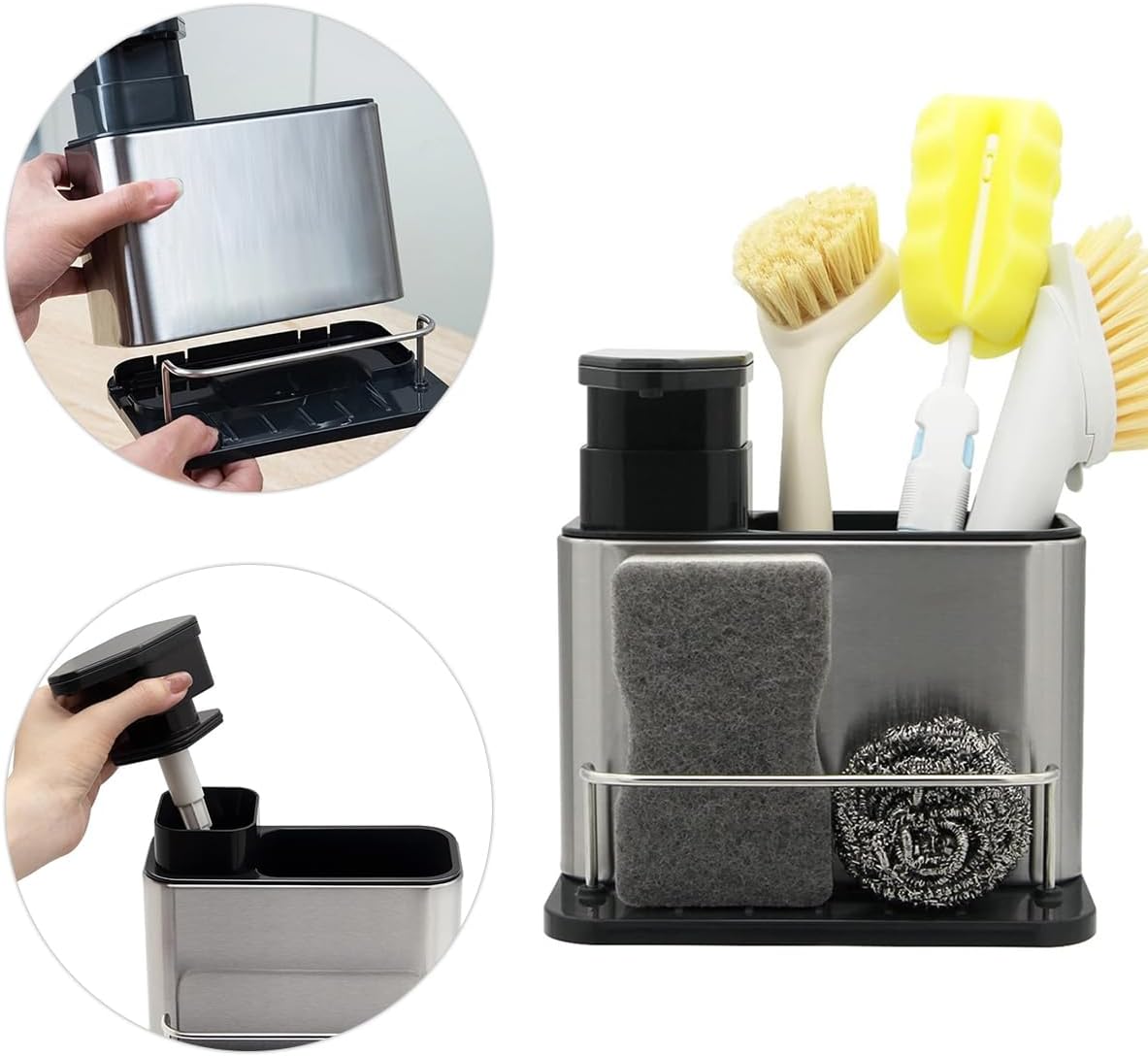 Porta Detergente Organizador Pia Cozinha Dispenser Sabão Inox