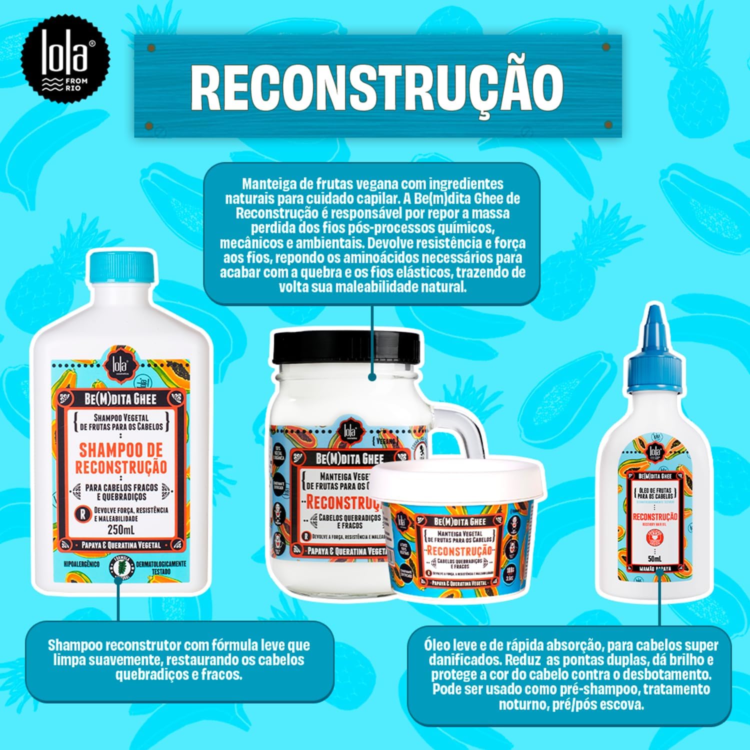 Lola Cosmetics Kit Cronograma Capilar Be(m) Dita Ghee - 3 Produtos