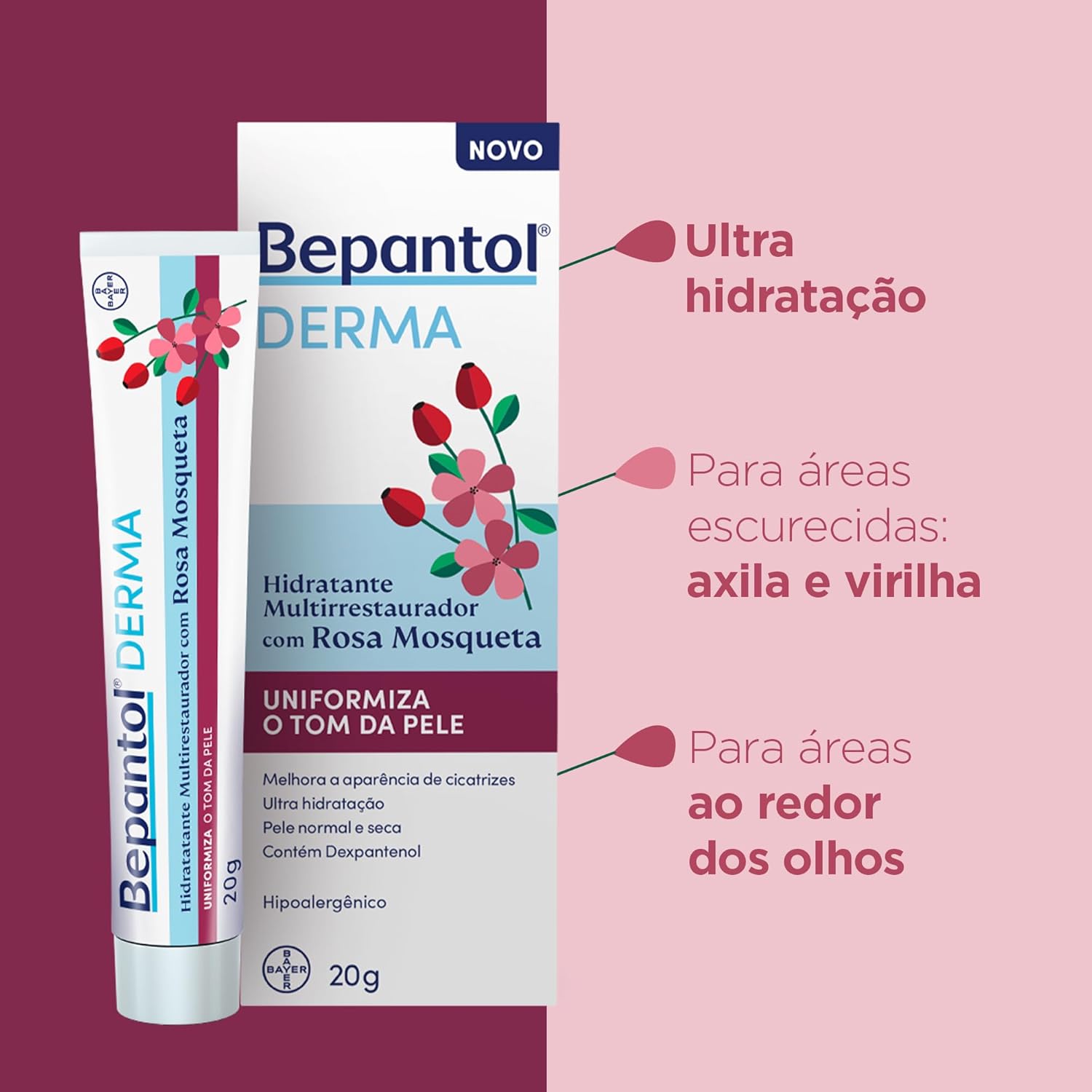 Bepantol Derma Rosa Mosqueta Hidratante Multirrestaurador 20g