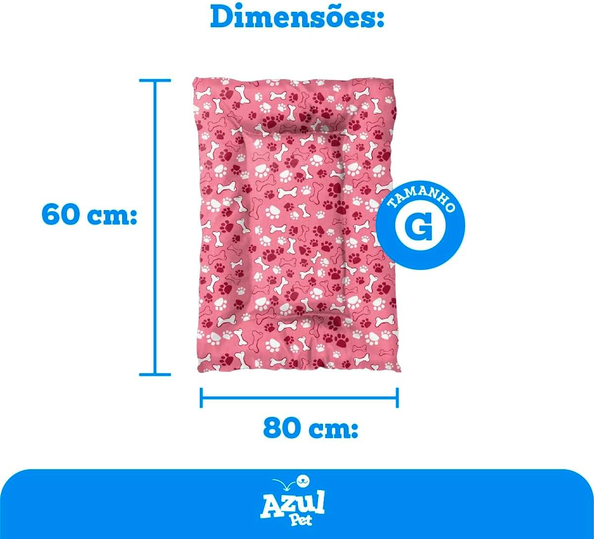 Colchonete G para Cachorro Grande com Zíper, 80x60cm, Rosa com Estampa