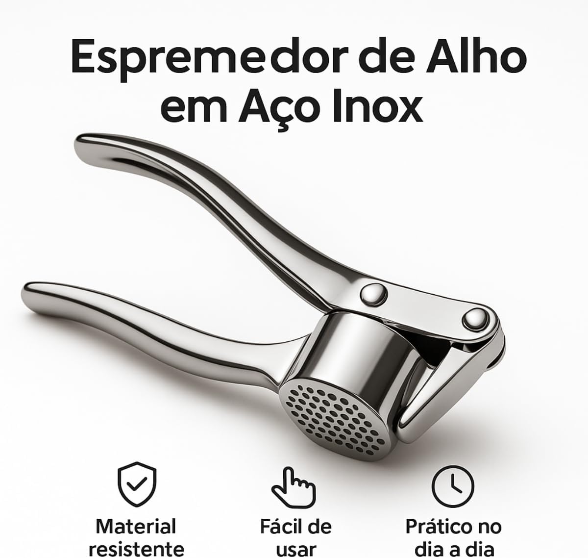Espremedor Amassador de Alho Profissional em Aço Inox Premium Prensa para Cozinha Design Ergonômico