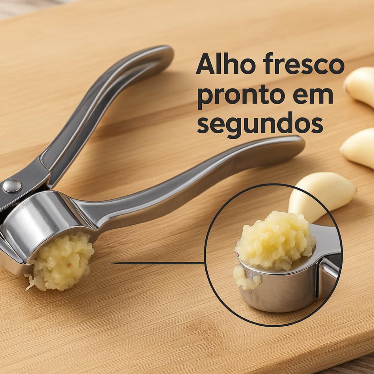 Espremedor Amassador de Alho Profissional em Aço Inox Premium Prensa para Cozinha Design Ergonômico