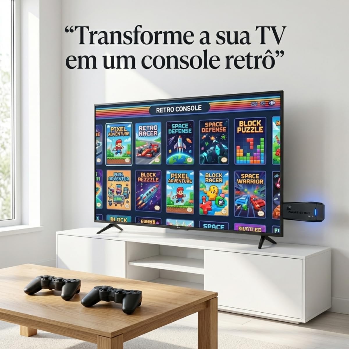 Video Game Retro Game Stick Lite 4K Hdmi 64Gb Com 2 Controles