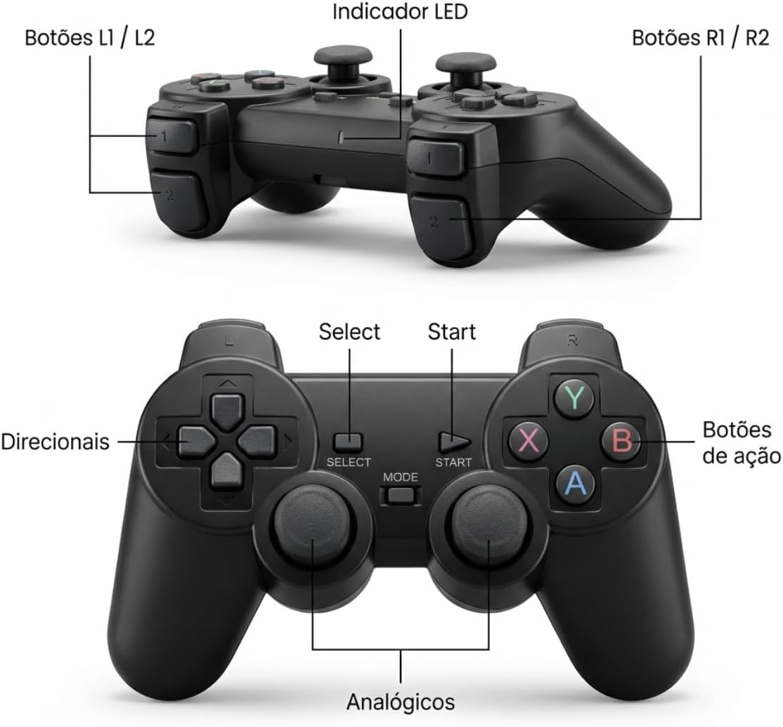 Video Game Retro Game Stick Lite 4K Hdmi 64Gb Com 2 Controles