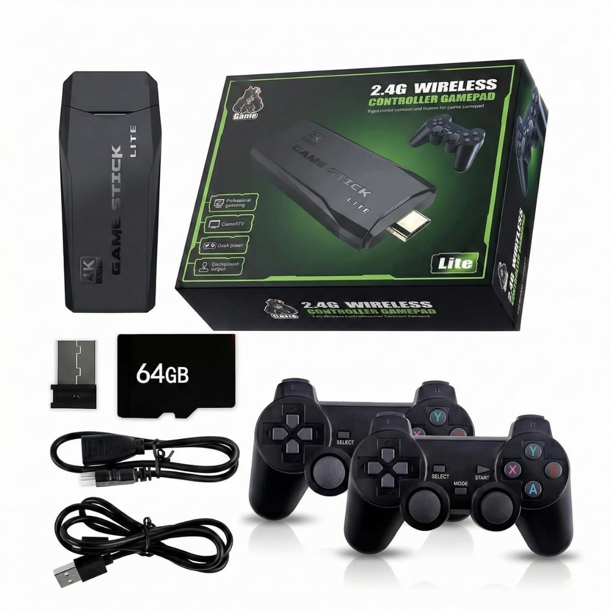 Video Game Retro Game Stick Lite 4K Hdmi 64Gb Com 2 Controles