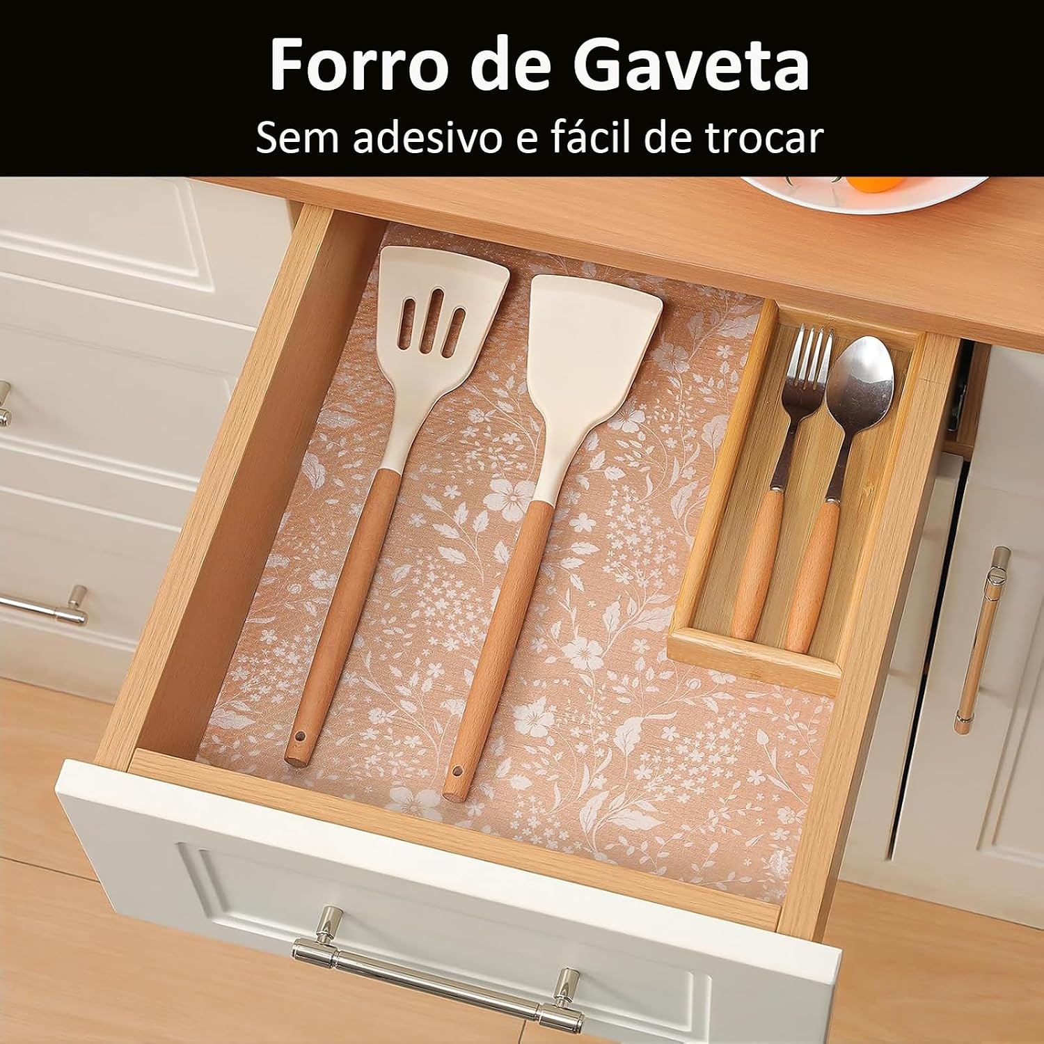 Kit 4 Forro de Gavetas Antiderrapante PEVA, Impermeável, Transparente, 45x150cm