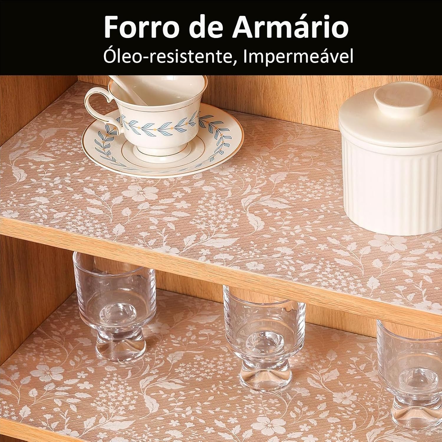Kit 4 Forro de Gavetas Antiderrapante PEVA, Impermeável, Transparente, 45x150cm