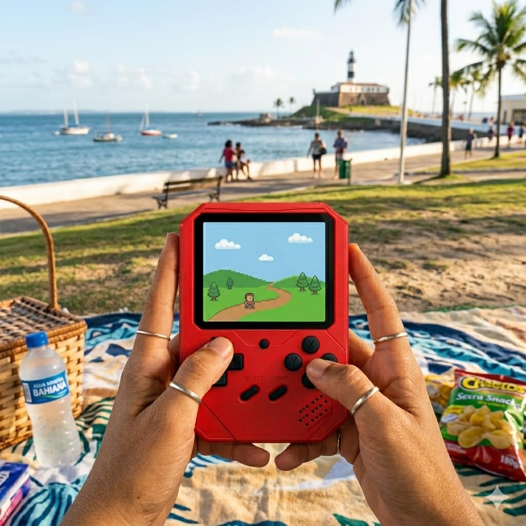 Vídeo Game Portátil | Console Integrado com muitos jogos | Tela Colorida | Portátil | Uso Infantil e Adulto (Vermelho)