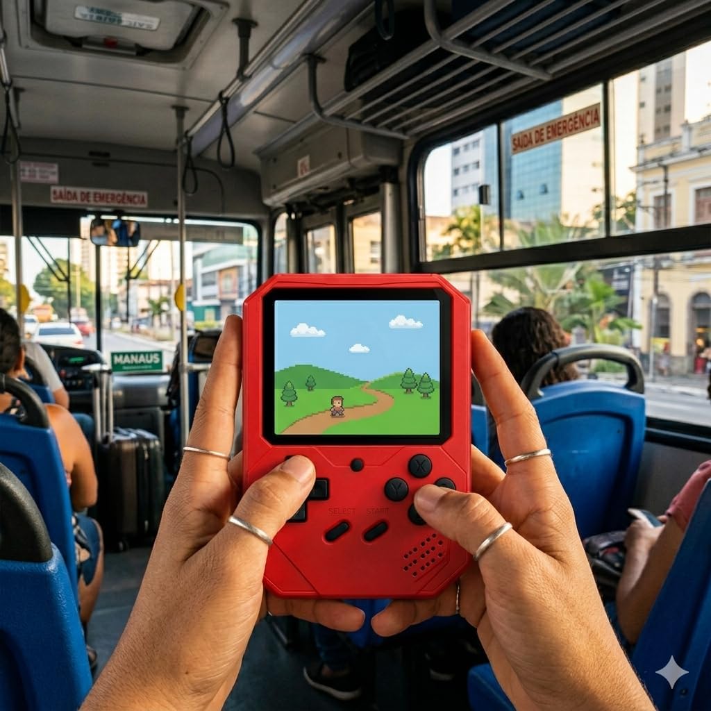 Vídeo Game Portátil | Console Integrado com muitos jogos | Tela Colorida | Portátil | Uso Infantil e Adulto (Vermelho)