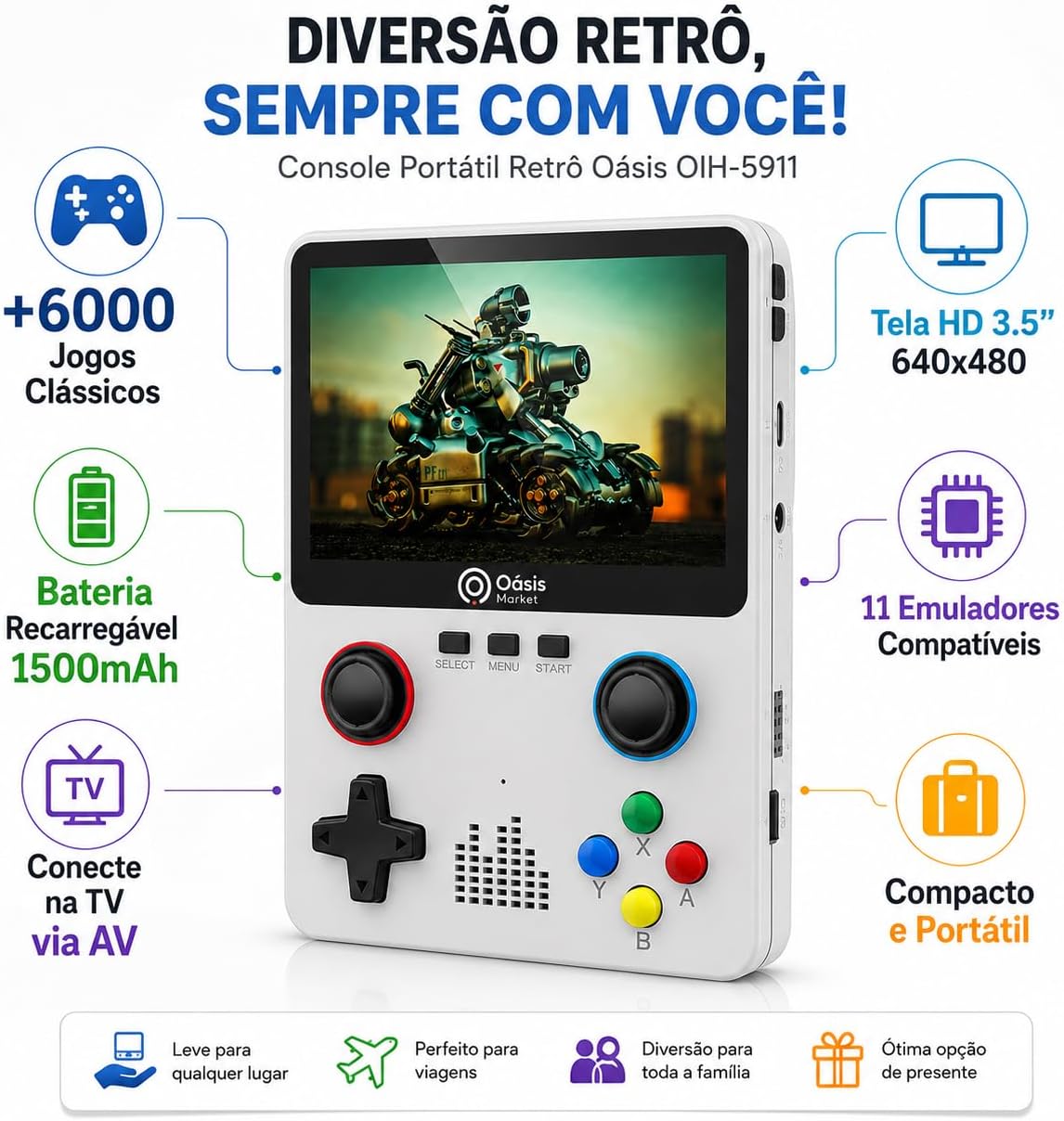 Console Portátil Retrô Oásis OIH-5911